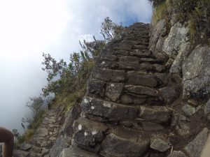 Treppen steigen Montana Picchu Peru