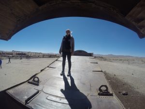 Cimetiere treina Salar Uyuni para a Bolívia