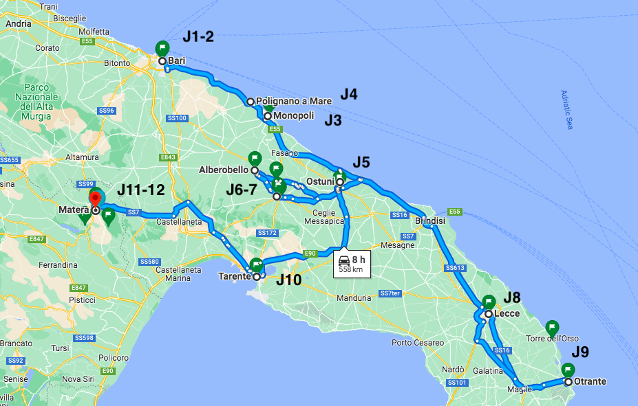 Mappa Roadtrip Italia da Sud Puglia Jean Michel Voyage